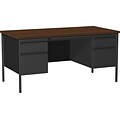 Quill Brand® 60W Walnut Laminate Fortress Series Desk with Double Pedestal