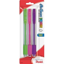 Pentel Clic Stick Erasers, Assorted Colors, 3/Pack (ZE23BP3M)