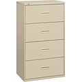 basyx® by HON 400 Series Lateral File Cabinets, 4-Drawer, 53-1/4Hx30Wx19-1/4D, Putty