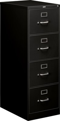 HON 510 Series 4-Drawer Vertical File Cabinet, Locking, Legal, Black, 25" (H514CPP)