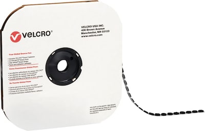 Velcro Loop Only Dots 7/8 Dia. Sticky Back Hook & Loop Fastener, Black, 900/Carton (VEL128)