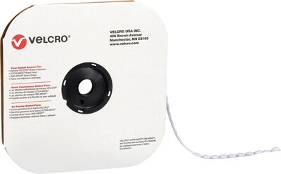 Velcro Loop Only Dots 1/2 Dia. Sticky Individual Back Hook & Loop Fastener, White, 1440/Carton (VEL