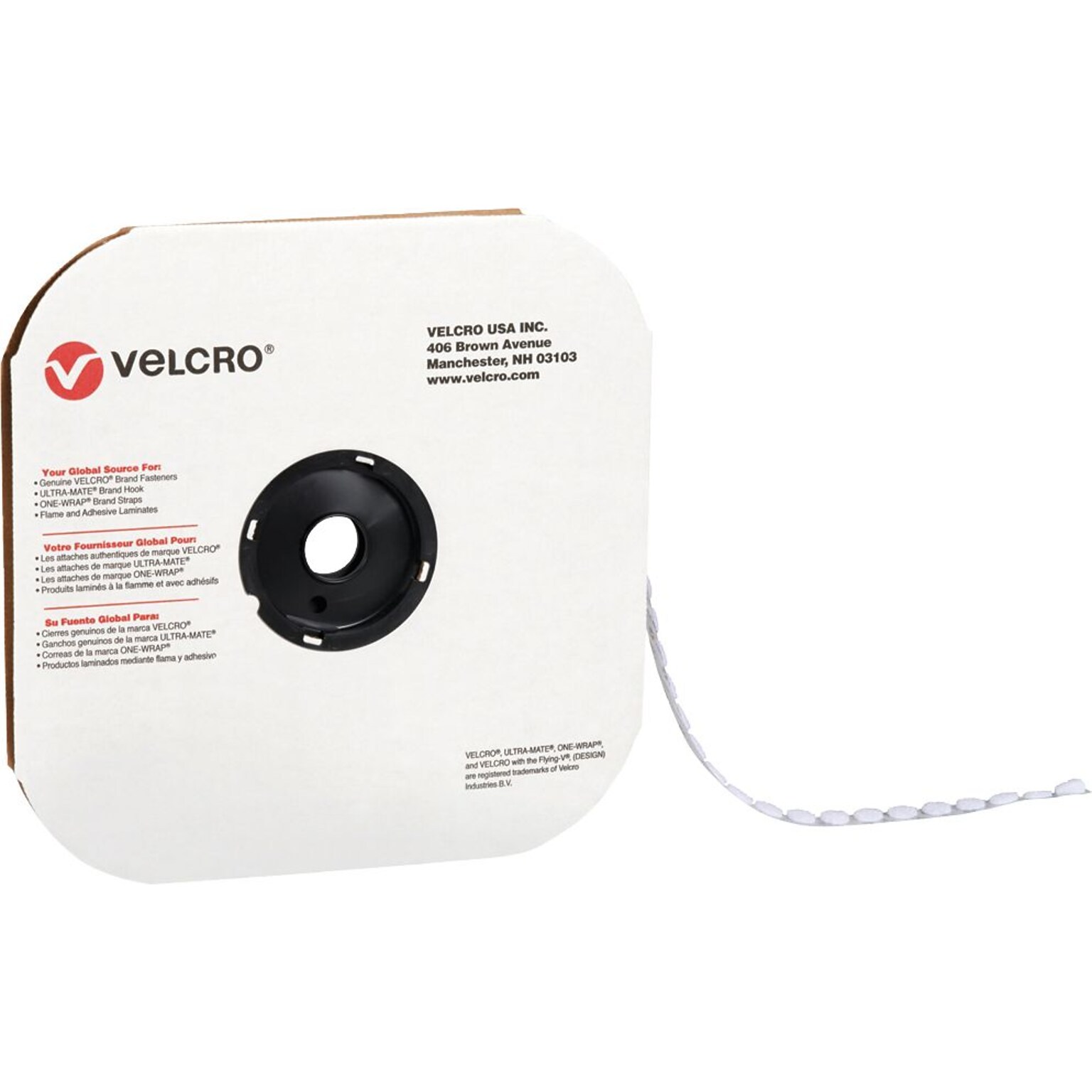 Velcro Loop Only Dots 1/2 Dia. Sticky Individual Back Hook & Loop Fastener, White, 1440/Carton (VEL124)