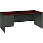 HON® 38000 Series Left Pedestal Desk 72"W, Mahogany/Charcoal, 29 1/2"H x 72"W x 36"D