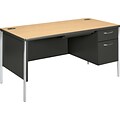HON® Mentor Series Metal Desks in Natural Maple/Charcoal; 60W Single Pedestal Desk