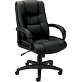 HON High-Back Executive Chair, Center-Tilt, Black Vinyl, Contrast Stitching, Fixed Arms (BSXVL131EN11)
