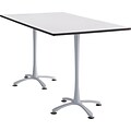 Cha Cha Standing Table 72 x 42 Designer White Rectangular Top Silver Base