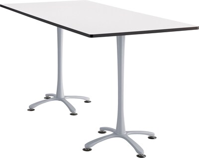 Cha Cha Standing  Table 84 x 42 Designer White Rectangular Top Silver Base