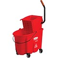 Rubbermaid® WaveBrake® Side Press Mopping Trolley, Combo, Red, 35 qt.