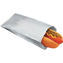 Foil Single-Serve Hot Dog Bags, 3 1/2 x 1 1/2 x 8 1/2, Silver, 1,000/Ct