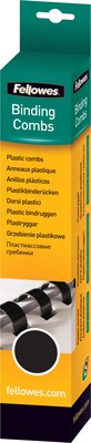 Fellowes 3/4 Plastic Binding Spine Comb, 150 Sheet Capacity, Black, 25/Pack (52509)