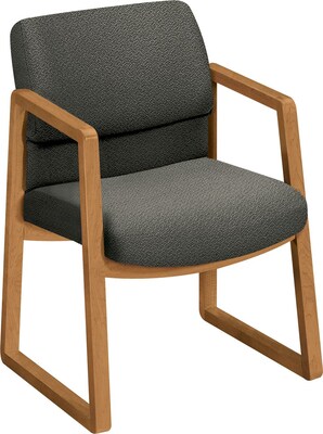 HON® 2400 Series Fabric Guest Chairs; Harvest Oak Finish, Grey Fabric