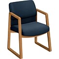 HON® 2400 Series Fabric Guest Chairs; Harvest Oak Finish, Blue Fabric