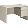 HON® 38000 Series Metal Office Suites; Single Pedestal Desk; Light Grey/Light Grey