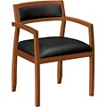 basyx by HON VL852 Wood Guest Chair, SofThread™ Leather, Black/Bourbon Cherry, Seat: 20W x 17D, Back: 20W x 13H