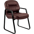 HON® 2090 Pillow-Soft Series Leather Guest Arm Chair, Burgundy, Open Loop Arms (2093SR69T)