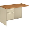 HON® 38000 Series Single-Pedestal Steel Desk w/Flush Left Return Box/File w/Lock, 29-1/2H x 48W x