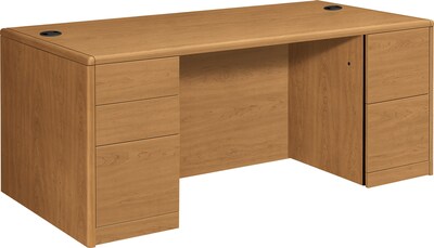 HON® 10700 Series Office Collection 38 Double-Pedestal Desk with Full-Height Pedestals, Harvest (H