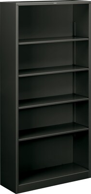 HON Brigade Steel Bookcase, Charcoal, 5-Shelf, 71H