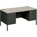 HON® Metro Classic Double Pedestal Desk, Gray/Charcoal, 29.5H x 60W x 30D