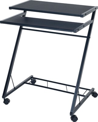 Trademark 80-CT10080 Steel Mobile Rolling Cart Compact Computer Desk, Black