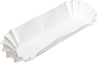 HOFFMASTER Hot Dog Trays, 2"H x 6"W x 2"D, White, 500/Sleeve, 6 Sleeves/Carton