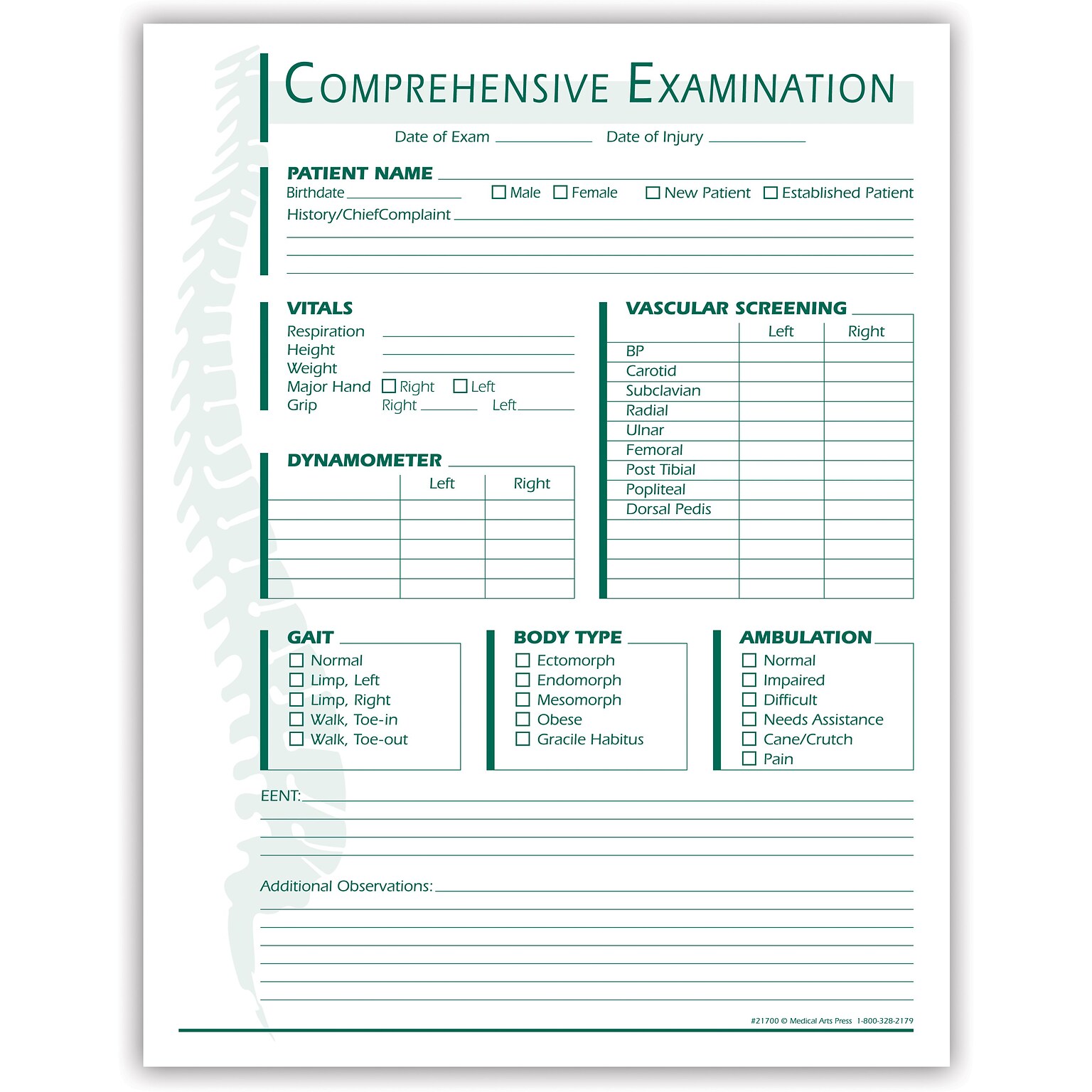 Medical Arts Press® Comprehensive Examination Form
