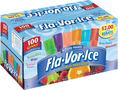 Fla-Vor-Ice Freezer Bars, Assorted Flavors, 1.5-oz., 100/Carton