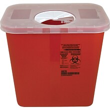 Covidien Sharps Plastic Container, 2-Gallon Container with Rotor Lid, Red (SRRO100970)