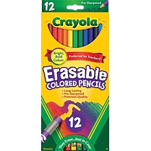 Crayola Eraseable Colored Pencils, Assorted Colors, 12 Pencils/Pack (68-4412)