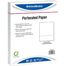 Printworks® Professional 8.5 x 11 Perforated Paper, 24 lbs., 92 Brightness, 2500 Sheets/Carton (04