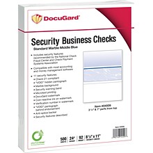 Paris DocuGard Standard 8.5 x 11 Business Security Check In Middle, 24 lbs., Blue, 500 Sheets/Ream