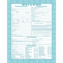 Medical Arts Press® Dental Registration and History Form; Tooth Border