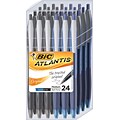 BIC Atlantis Retractable Ballpoint Pens, Medium Point (1.0mm), Black/Blue, 24/Pk (VCG12UAD)