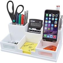Victor Technology 6 Compartment Wood Compartment Storage with Smart Phone Holder, Pure White (W9525)