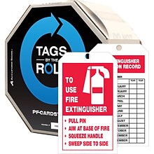 Accuform Tag By-The-Roll; TO USE FIRE EXTINGUISHER INSPECTION RECORD, 6¼x3 Cardstock 100/Roll (TAR