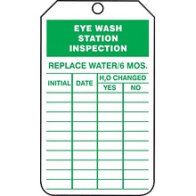 Accuform Safety Tag, EYE WASH STATION INSPECTION, 5 3/4 x 3 1/4, RP-Plastic, 25/Pack (TRS245PTP)