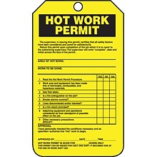 Accuform Safety Tag, HOT WORK PERMIT, 5 3/4 x 3 1/4, PF-Cardstock, 25/Pack (TCS361CTP)