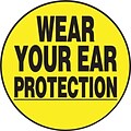 ACCUFORM SIGNS® Hard Hat/Helmet Decal, WEAR YOUR EAR PROTECTION, 2¼, Adhesive Vinyl, 10/Pk