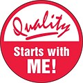ACCUFORM SIGNS® Hard Hat/Helmet Decal, QUALITY STARTS WITH ME!, 2¼, Adhesive Vinyl, 10/Pk