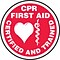 Accuform Hard Hat/Helmet Decal, CPR FIRST AID CERTIFIED & TRAINED, 2 1/4, Adhesive Vinyl, 10/Pack (