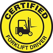 Accuform Hard Hat/Helmet Decal, CERTIFIED FORKLIFT DRIVER, 2 1/4, Adhesive Vinyl, 10/Pack (LHTL334)