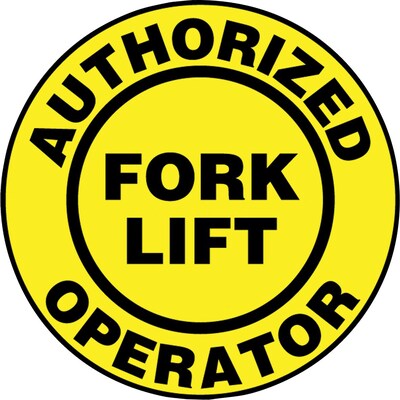 ACCUFORM SIGNS® Hard Hat/Helmet Decal, AUTHORIZED FORK LIFT OPERATOR, 2¼, Adhesive Vinyl, 10/Pk
