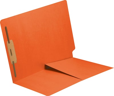 Medical Arts Press® 11 pt. Colored End-Tab Pocket Folders; 1 Fastener, Orange, 250/Box