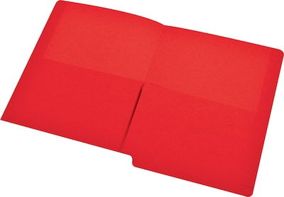 Medical Arts Press® End-Tab Folders with Twin 1/2 Pockets; No Fasteners, Red, 50/Box