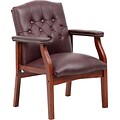 Boss Traditional Burgundy Leather Guest Chair W/ Chy Finish