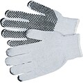 Memphis Gloves® 1 Side Dot String Knit Gloves, PVC, Knit-Wrist Cuff, L Size, Natural, 12 PRS