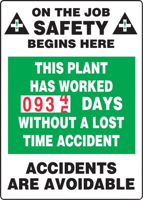 Accuform Turn-A-Day Scoreboard, THIS PLANT HAS WORKED # DAYS W/OUT ACCIDENT, 36x24, Plastic (MSCBD