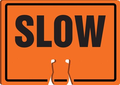 Accuform Traffic Cone Top Warning Sign, SLOW, 10 x 14, Plastic (FBC758)