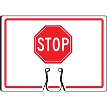 Accuform Traffic Cone Top Warning Sign, (STOP SIGN SYMBOL), 10 x 14, Plastic (FBC738)